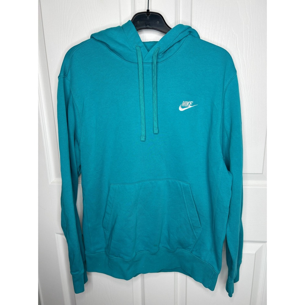 Nike Club Fleece Teal Hoodie Mens Medium BV2654-345 Embroidered Logo Pullover